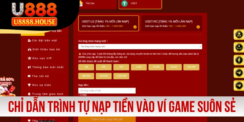 Chỉ dẫn trình tự nạp tiền vào ví game suôn sẻ