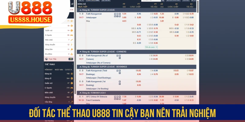 Đối tác thể thao U888 tin cậy bạn nên trải nghiệm